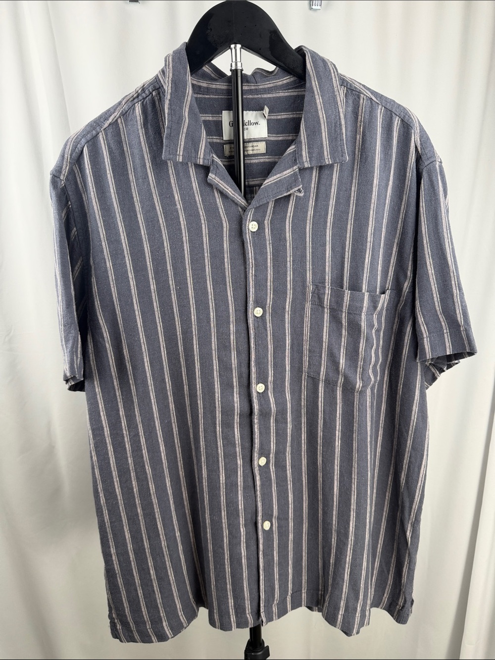 Goodfellow & Co. Blue Striped Linen-Blend Short Sleeve Shirt – Large NWT